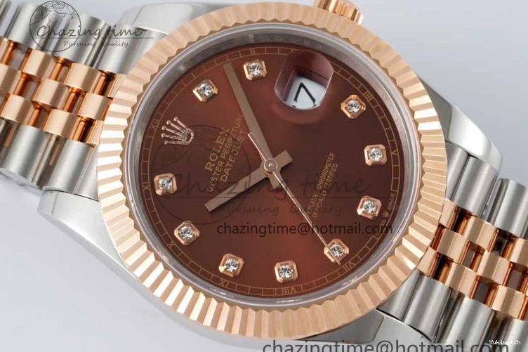 Jubilee Edition Dial VR3235 904L JDF RG V2 Steel Diamonds SS 41 RG Bracelet SS 1:1 Best DateJust Brown on 0828
